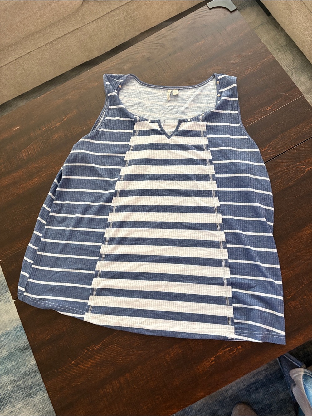Cato Blue and White Striped Tank Top
